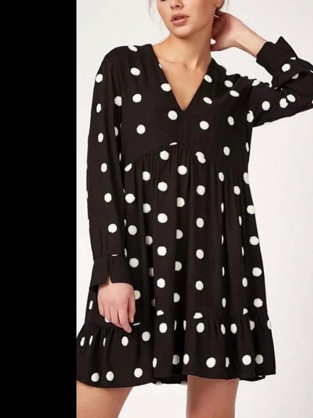 ZARA women's long-sleeve dress with pom-poms size Medium